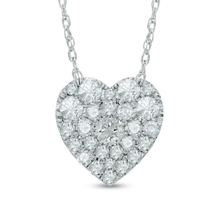 0.50 CT. T.W. Diamond Heart-Shaped Cluster Pendant in 10K White Gold