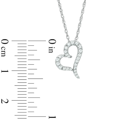 0.15 CT. T.W. Diamond Tilted Heart Pendant in 10K White Gold