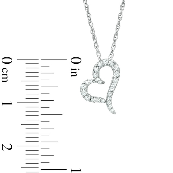 0.15 CT. T.W. Diamond Tilted Heart Pendant in 10K White Gold