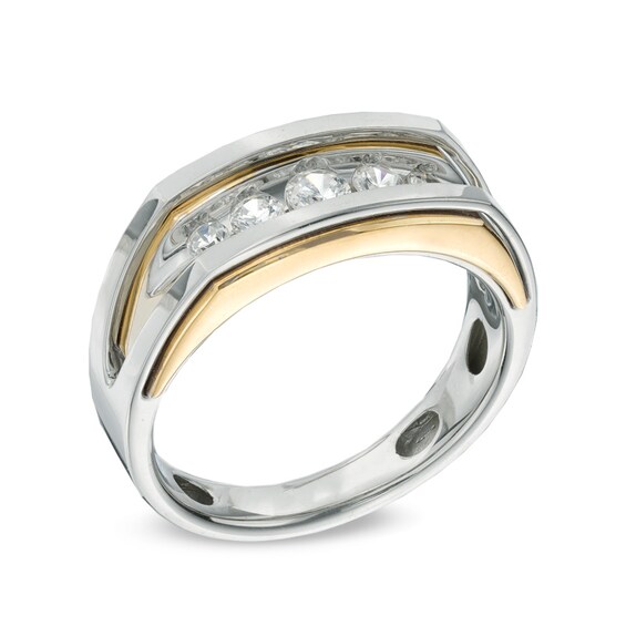 Men's CT. T.W. Diamond Five Stone Ring in 10K Two-Tone Gold