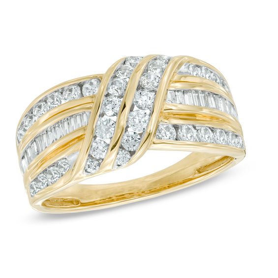 1.00 CT. T.W. Diamond Crossover Band in 10K Gold