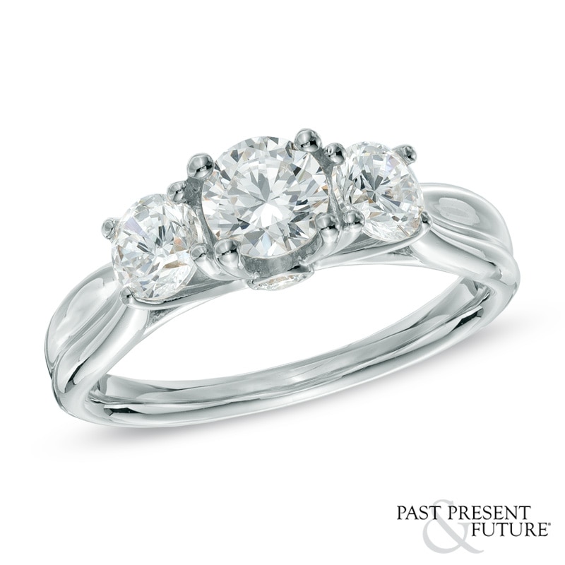 1.45 CT. T.W. Diamond Past Present Future® Engagement Ring in 14K Gold|Peoples Jewellers