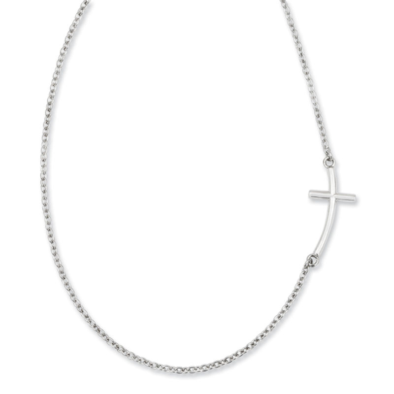 Curved sideways clearance cross necklace