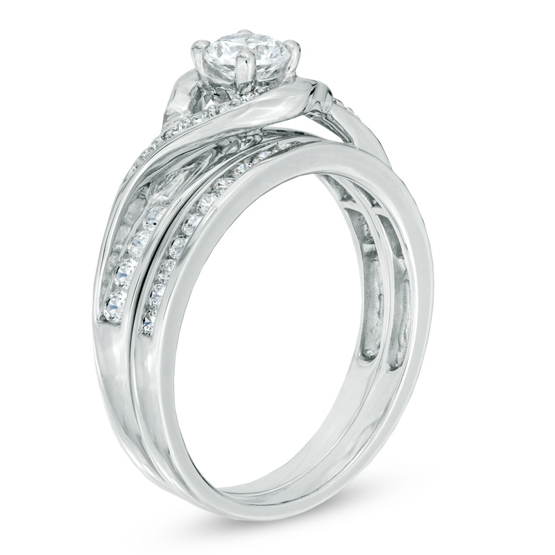 0.60 CT. T.W. Diamond Swirl Bridal Set in 14K White Gold|Peoples Jewellers
