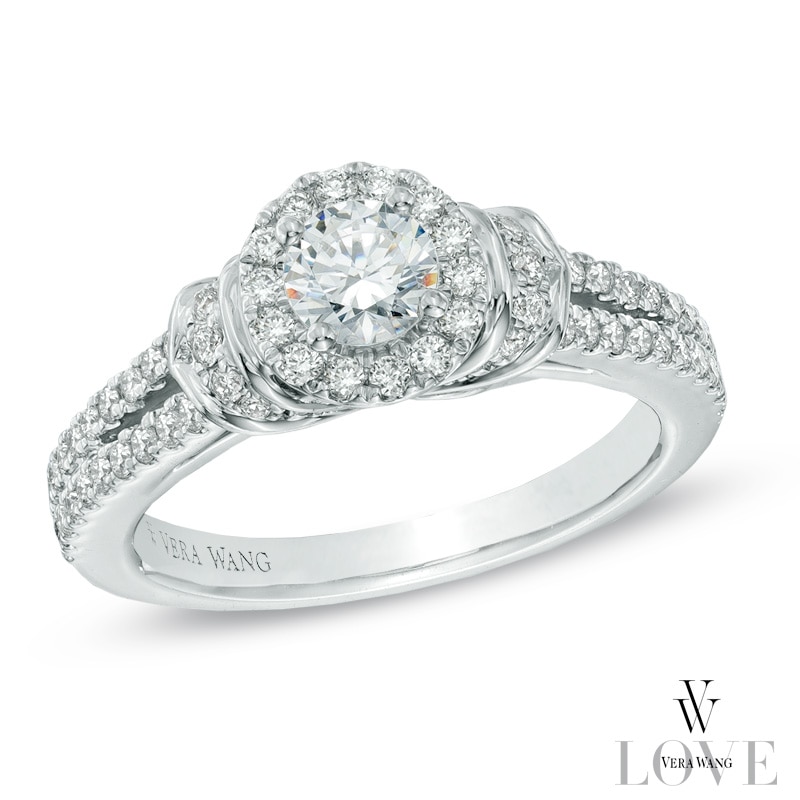 Vera Wang Love Collection 0.70 CT. T.W. Diamond Collar Engagement Ring in 14K White Gold|Peoples Jewellers
