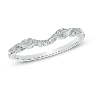 Ladies' 0.12 CT. T.W. Diamond Contour Wedding Band in 14K White Gold