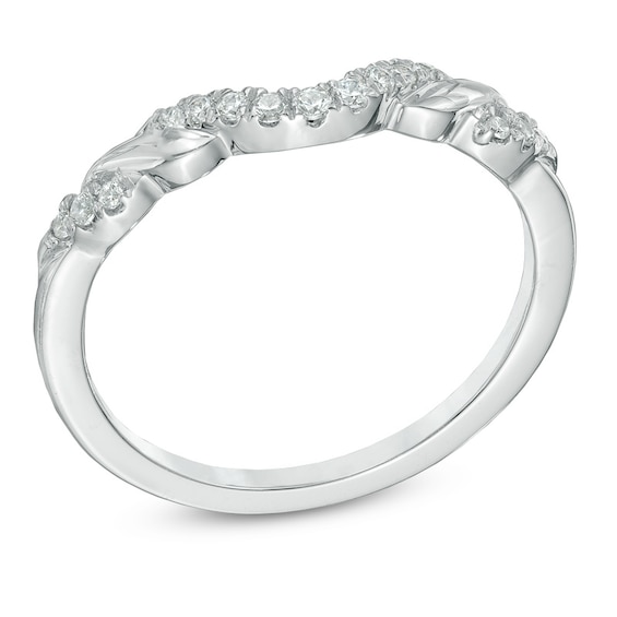 Ladies' 0.12 CT. T.W. Diamond Contour Wedding Band in 14K White Gold