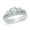 0.60 CT. T.W. Princess-Cut Diamond Three Stone Bridal Set in 14K White Gold