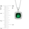 7.0mm Cushion-Cut Green Quartz Doublet and Lab-Created White Sapphire Frame Pendant in Sterling Silver