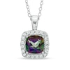 7.0mm Mystic Fire® Topaz and Lab-Created White Sapphire Frame Pendant in Sterling Silver