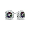 Thumbnail Image 0 of 5.0mm Mystic Fire® Topaz and Lab-Created White Sapphire Frame Stud Earrings in Sterling Silver