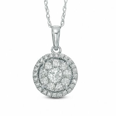 0.50 CT. T.W. Diamond Double Frame Pendant in 10K White Gold