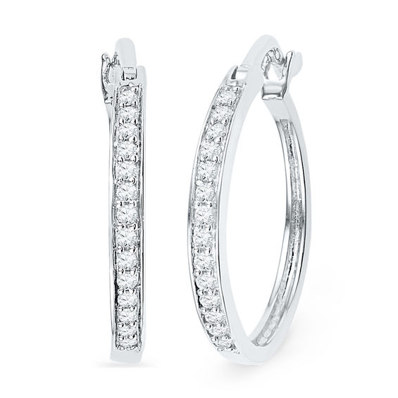 0.20 CT. T.W. Diamond Hoop Earrings in Sterling Silver