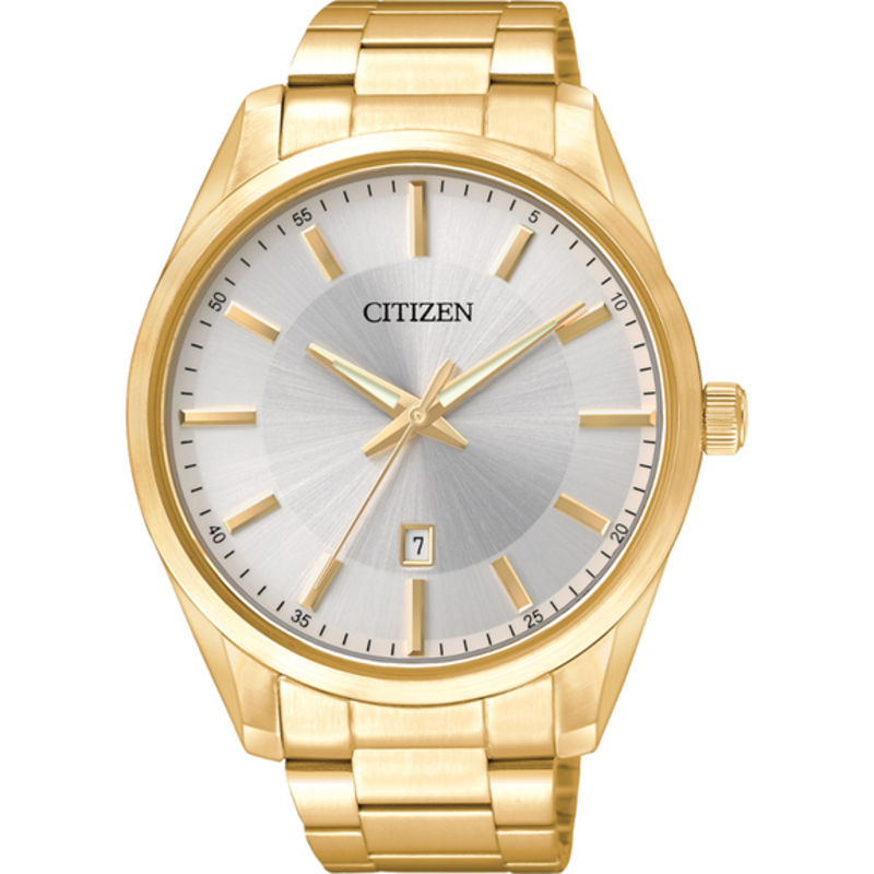 Men's Citizen Quartz Gold-Tone Watch with Silver Dial (Model: BI1032-58A)