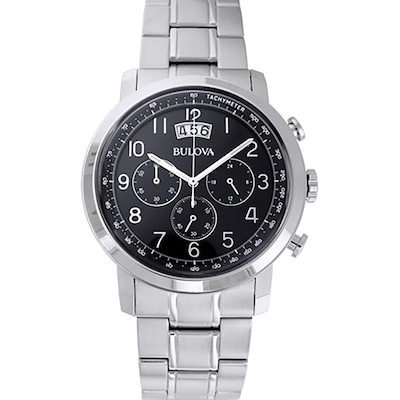 Men's Bulova Chronograph Watch with Black Dial (Model: 96B202)