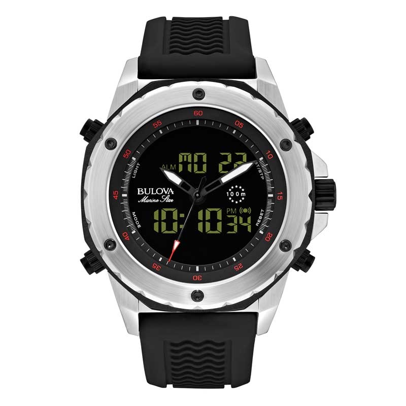 Men's Bulova Marine Star Strap Digital Watch with Black Dial (Model: 98C119)