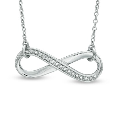 0.09 CT. T.W. Diamond Sideways Infinity Necklace in Sterling Silver