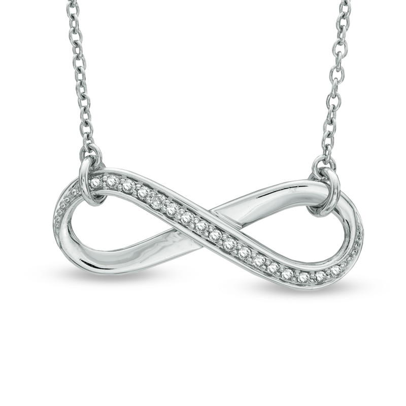 0.09 CT. T.W. Diamond Sideways Infinity Necklace in Sterling Silver|Peoples Jewellers