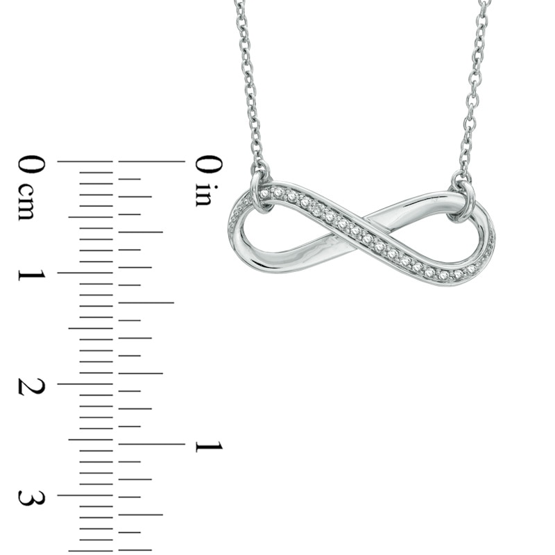 Main Image 2 of 0.09 CT. T.W. Diamond Sideways Infinity Necklace in Sterling Silver