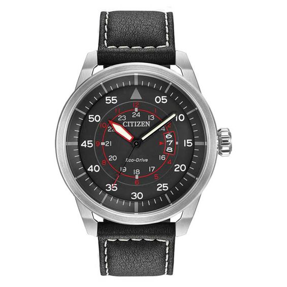 Men's Citizen Eco-Drive® Strap Watch with Black Dial (Model: AW1361-01E)