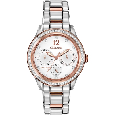 Ladies' Citizen Eco-Drive® Crystal Chronograph Watch with White Dial (Model: FD2016-51A)