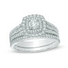 0.95 CT. T.W. Certified Canadian Diamond Double Square Frame Bridal Set in 14K White Gold (I/I2)