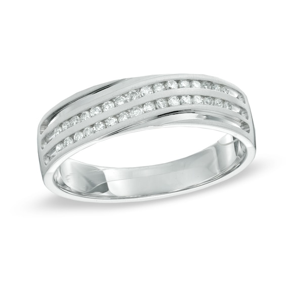 Men's CT. T.W. Diamond Channel Ring in 10K White Gold