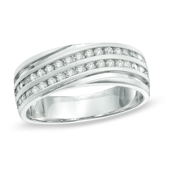 Men's 0.50 CT. T.W. Diamond Channel Ring in 10K White Gold