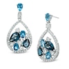 Thumbnail Image 0 of Multi-Shaped Blue and White Topaz Drop Earrings in Sterling Silver