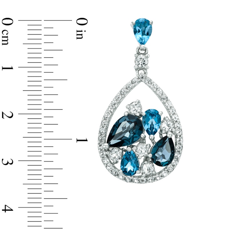 Multi-Shaped Blue and White Topaz Drop Earrings in Sterling Silver