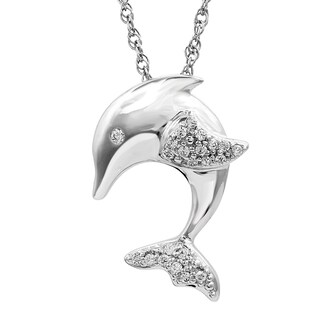 0.08 CT. T.W. Diamond Dolphin Pendant in Sterling Silver