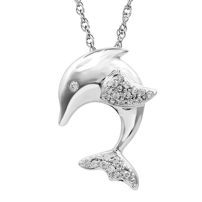 0.08 CT. T.W. Diamond Dolphin Pendant in Sterling Silver