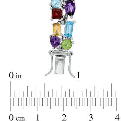 Multi-Gemstone Cluster Bracelet in Sterling Silver - 7.5"