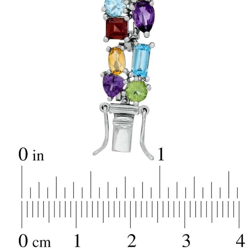 Multi-Gemstone Cluster Bracelet in Sterling Silver - 7.5"