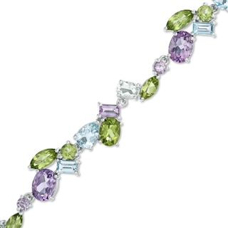 Multi-Gemstone Bracelet in Sterling Silver - 7.25"