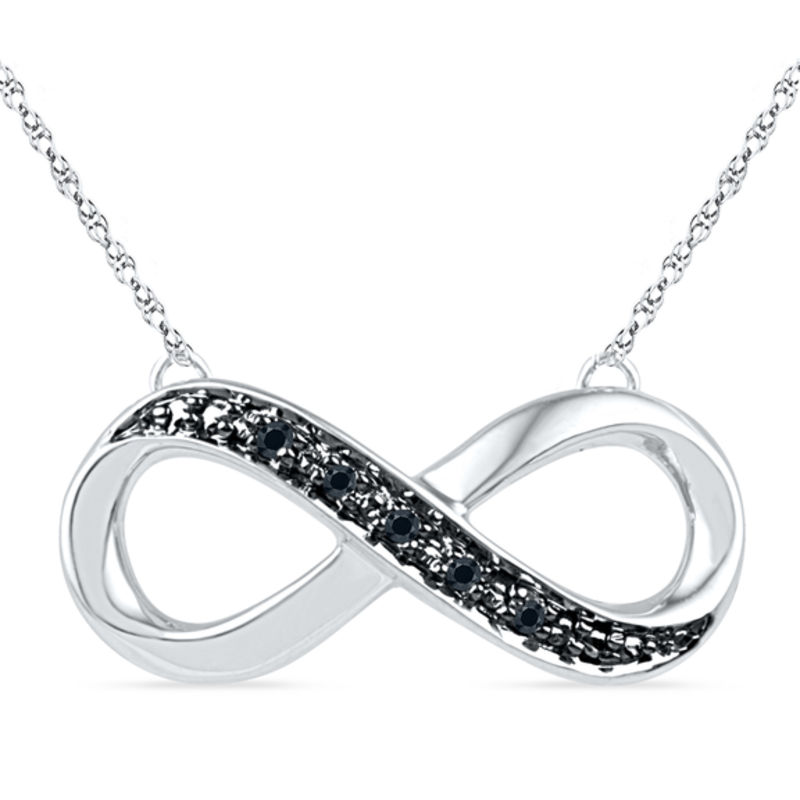 Black Diamond Accent Sideways Infinity Necklace in Sterling Silver - 16"|Peoples Jewellers