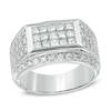 Thumbnail Image 0 of Men's 2.00 CT. T.W. Square-Cut and Round Diamond Ring in 10K White Gold