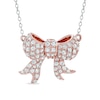 Lab-Created White Sapphire Bow Necklace in Sterling Silver with 18K Rose Gold Plate