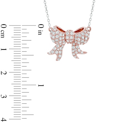 Lab-Created White Sapphire Bow Necklace in Sterling Silver with 18K Rose Gold Plate