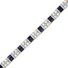 Thumbnail Image 0 of Baguette Lab-Created Blue and White Sapphire Bracelet in Sterling Silver with 14K Gold Plate - 7.25"
