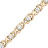 3.25mm Lab-Created White Sapphire "XO" Bracelet in Sterling Silver with 14K Gold Plate - 7.25"