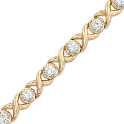 3.25mm Lab-Created White Sapphire "XO" Bracelet in Sterling Silver with 14K Gold Plate - 7.25"