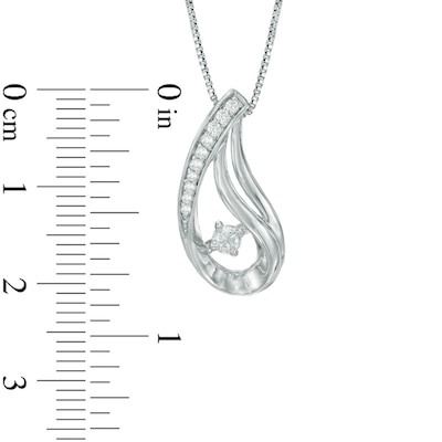 0.18 CT. T.W. Certified Canadian Diamond Abstract Teardrop Pendant in Sterling Silver (I/I2)