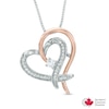 0.18 CT. T.W. Certified Canadian Diamond Ribbon Heart Pendant in Sterling Silver and 10K Rose Gold (I/I2)