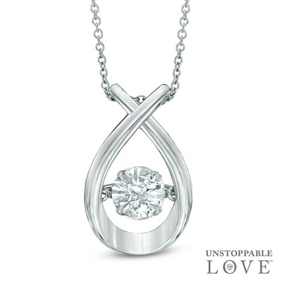 6.0mm Lab-Created White Sapphire Pendant in Sterling Silver