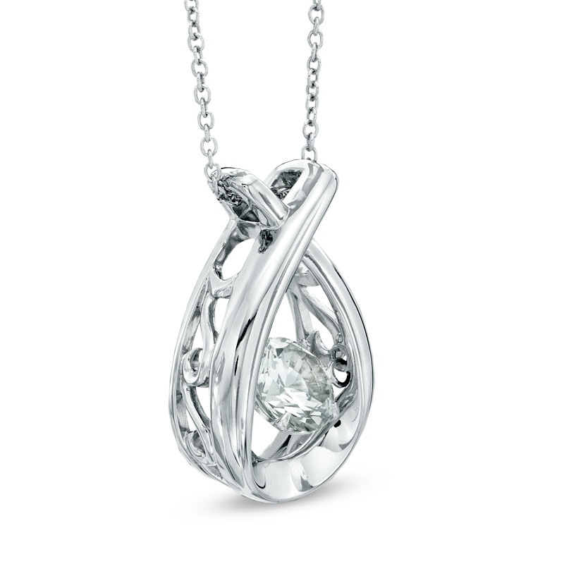 6.0mm Lab-Created White Sapphire Pendant in Sterling Silver