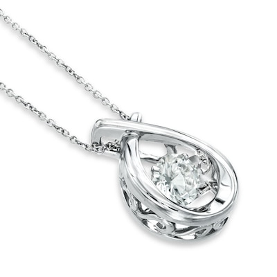 6.0mm Lab-Created White Sapphire Pendant in Sterling Silver