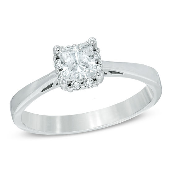 0.33 CT. T.W. Certified Canadian Princess-Cut Diamond Frame Engagement ...