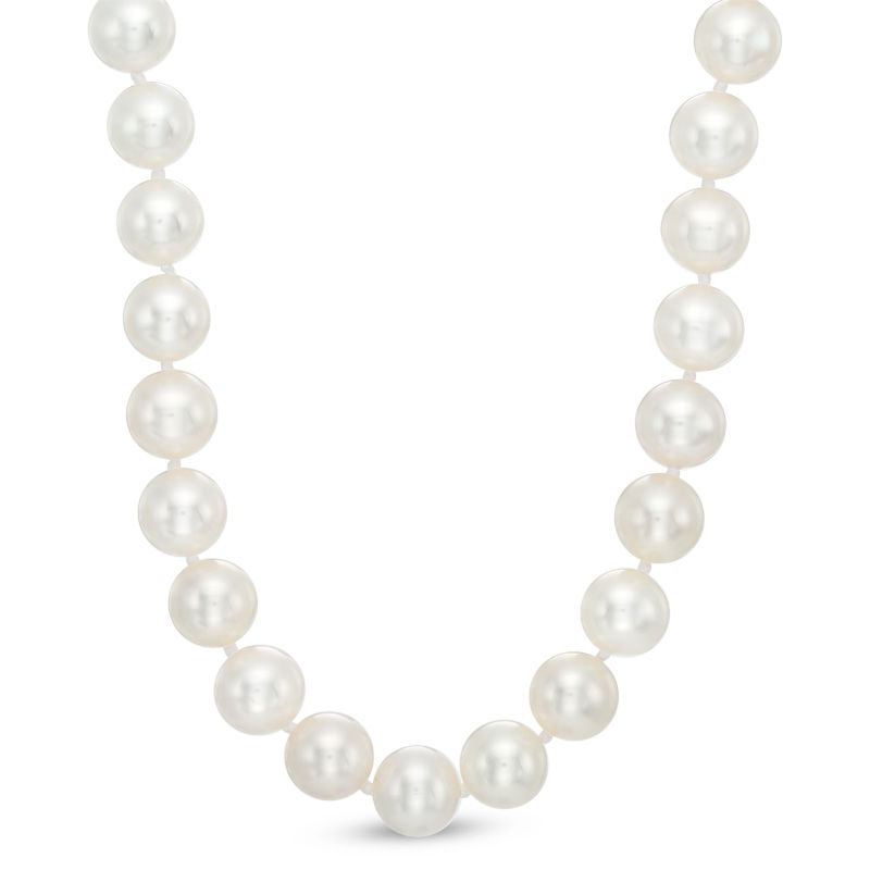 8.0-10.0mm Freshwater Cultured Pearl Graduated Strand Necklace with 14K Gold Clasp
