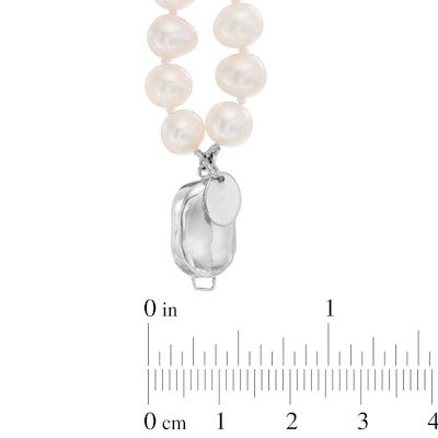 6.0-7.0mm Freshwater Cultured Pearl Double Strand Bracelet with Sterling Silver Clasp-7.25"